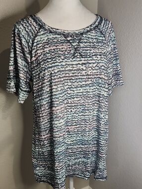 NWT LuLaRoe Hailey Pastel Striped Short-Sleeve Top in Blue, Pink, White